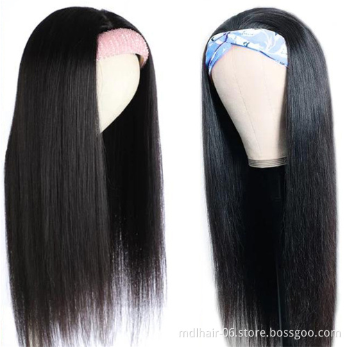Headband Wigs For Black Women Brazilian Straight Human Hair Wigs Glueless Remy Scarf Full Machine Headband Wig Human Hair